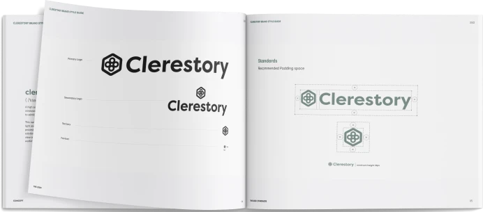 An illustration of the clerestory brand style guide.