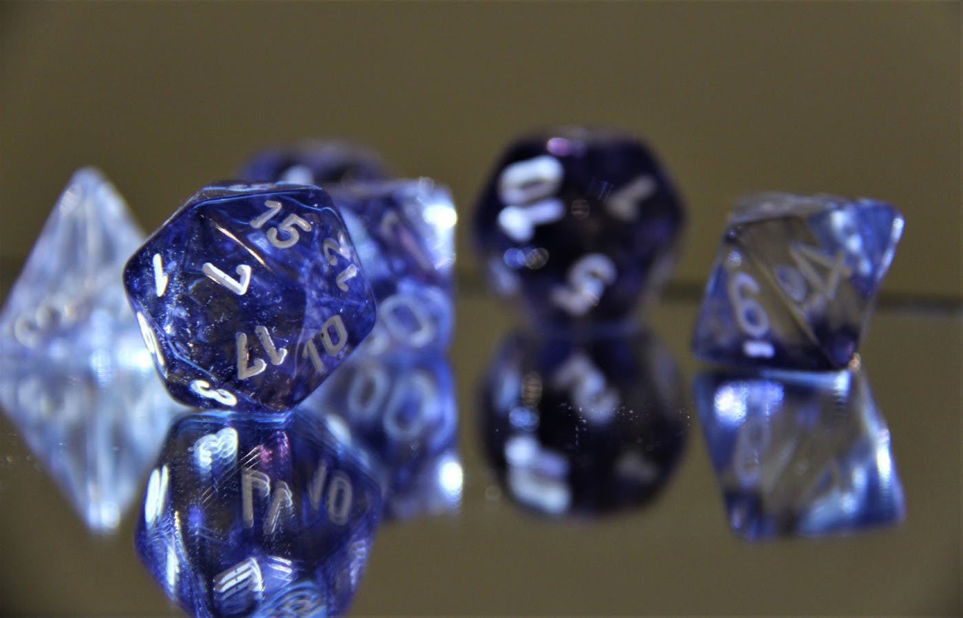 some blue and white dice
