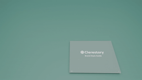 An animation of a 3D representation of the Clerestory Brand Style Guide