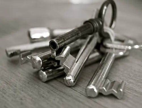 Bunch of keys on a table