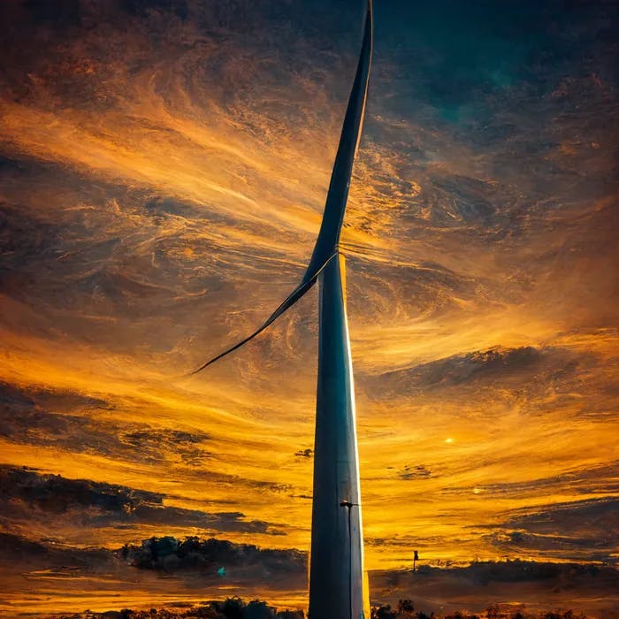 a wind turbine at sunset