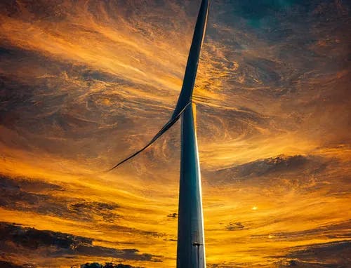 a wind turbine at sunset