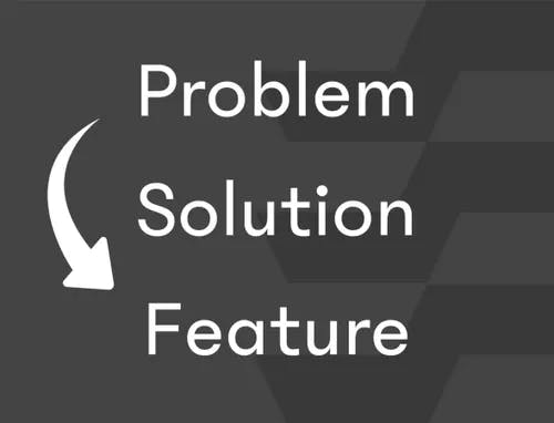 Echobind logo: Problem, Solution, Feature.