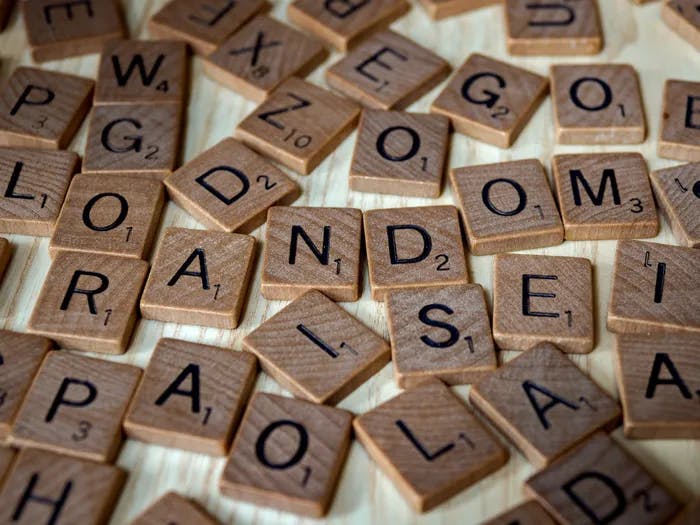 A cluster of scrabble letters with the word Random in the center.