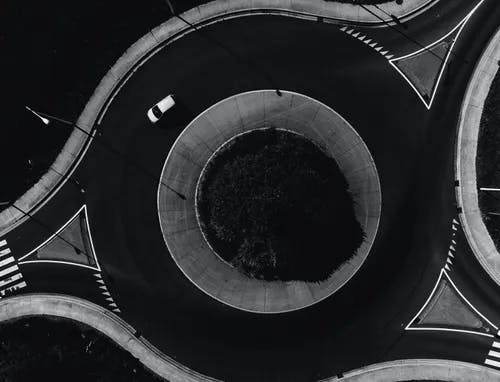 Aerial view of a circular highway