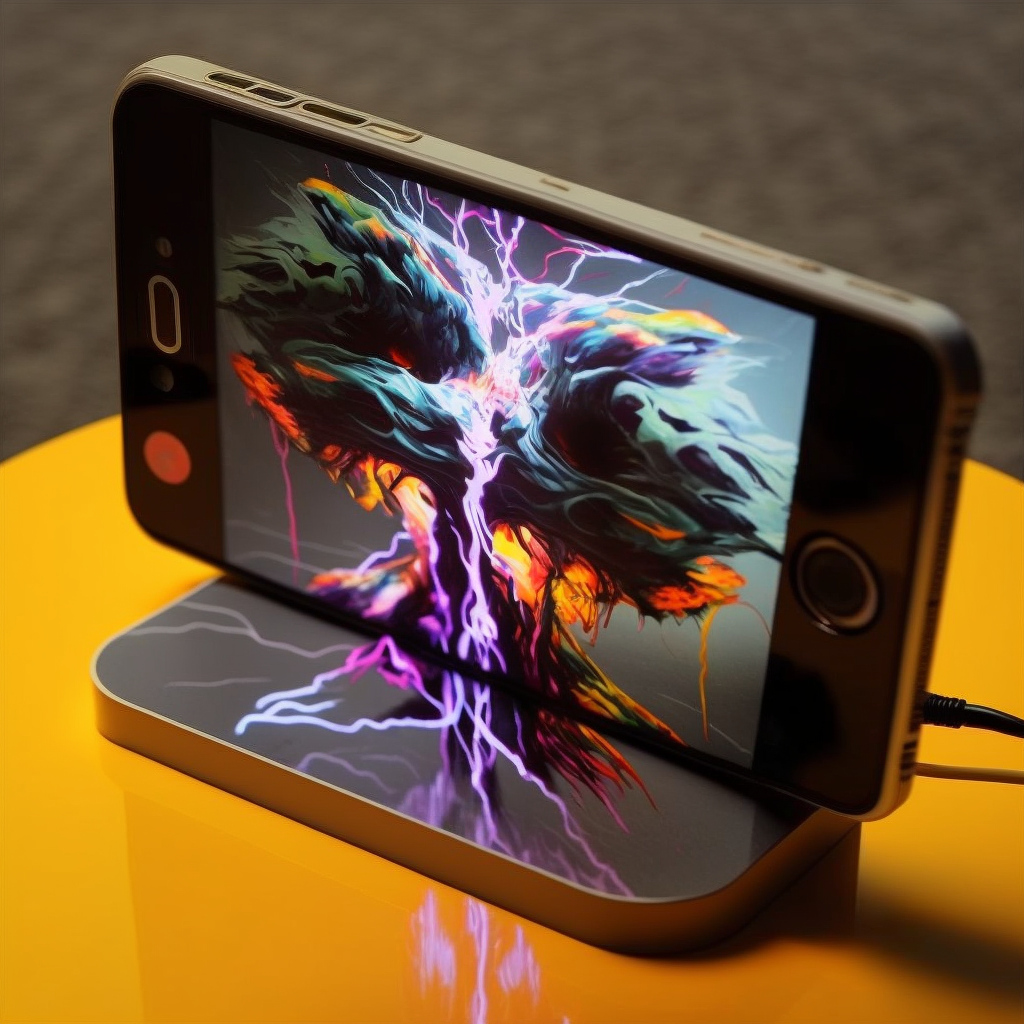 an iphone with lightning on it