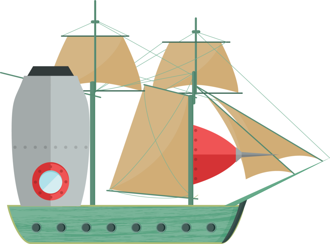 Ship with parts of a spaceship