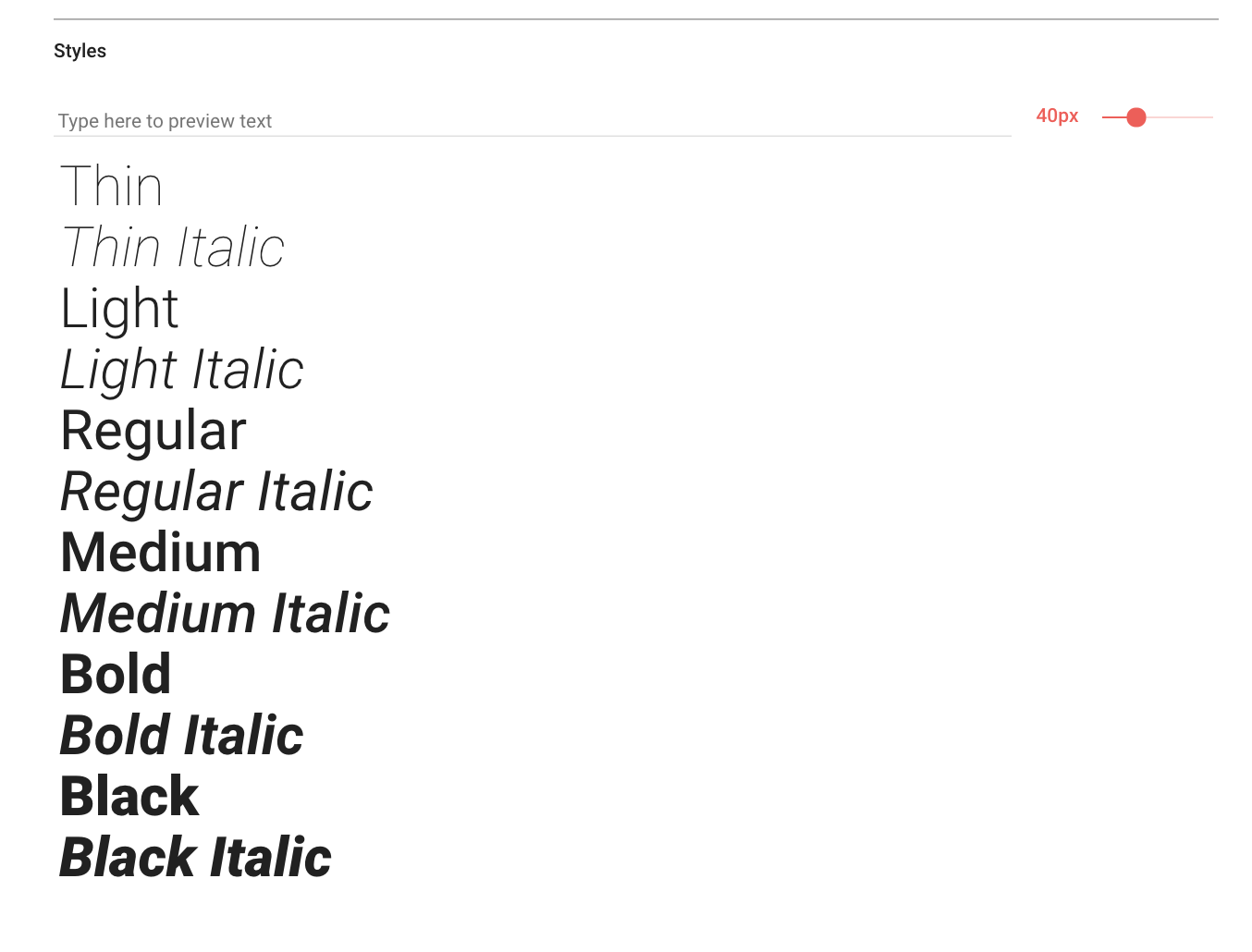Fonts available in google fonts for Roboto