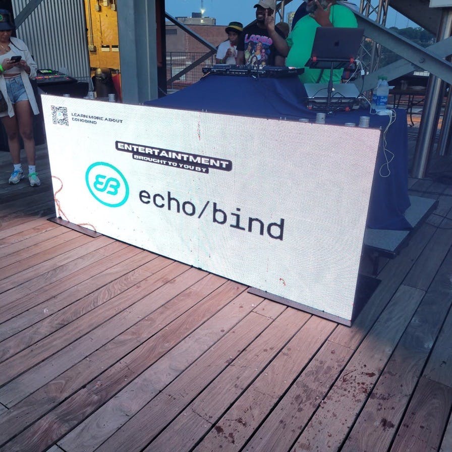 Echobind logo on DJ booth