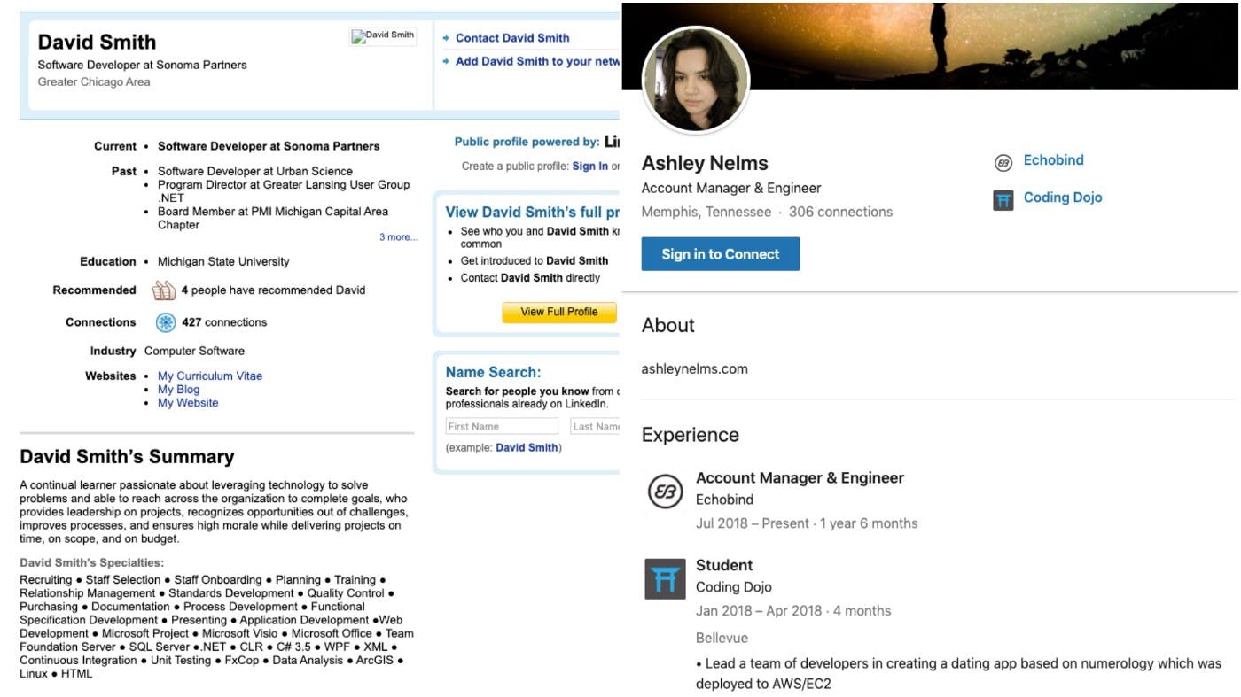 Screenshot of a LinkedIn profile