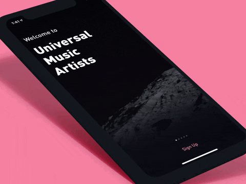 Cellphone displaying Universal Music Artists app