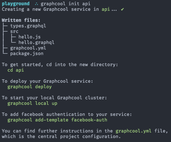 CLI of the setup for graphcool