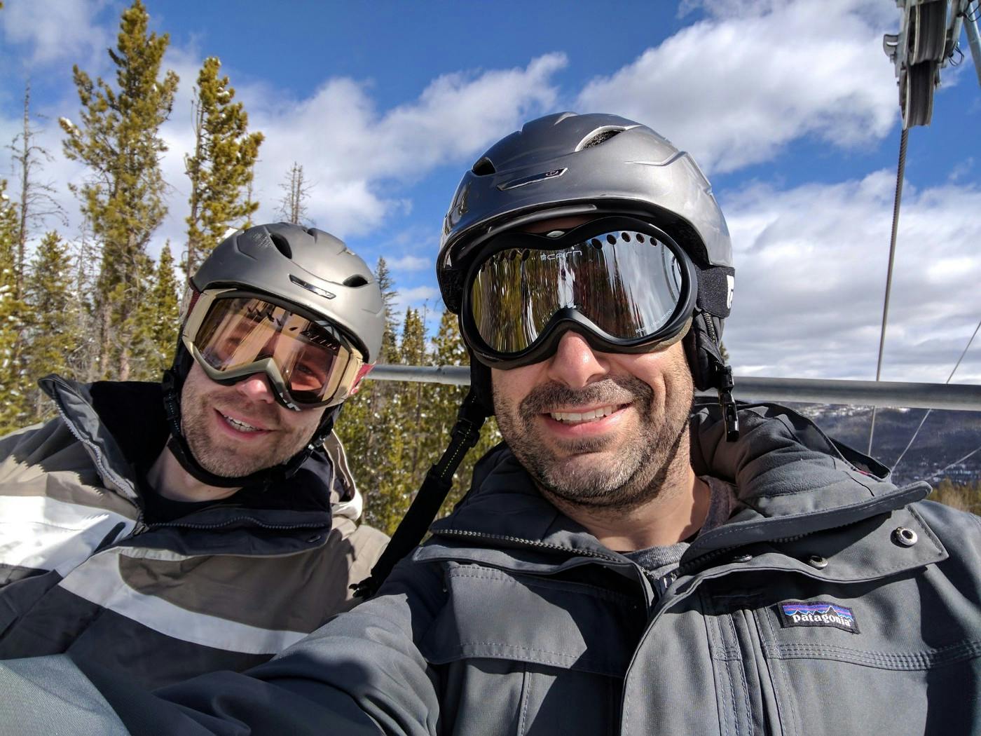 Chris Ball and Michael Yared on ski lift