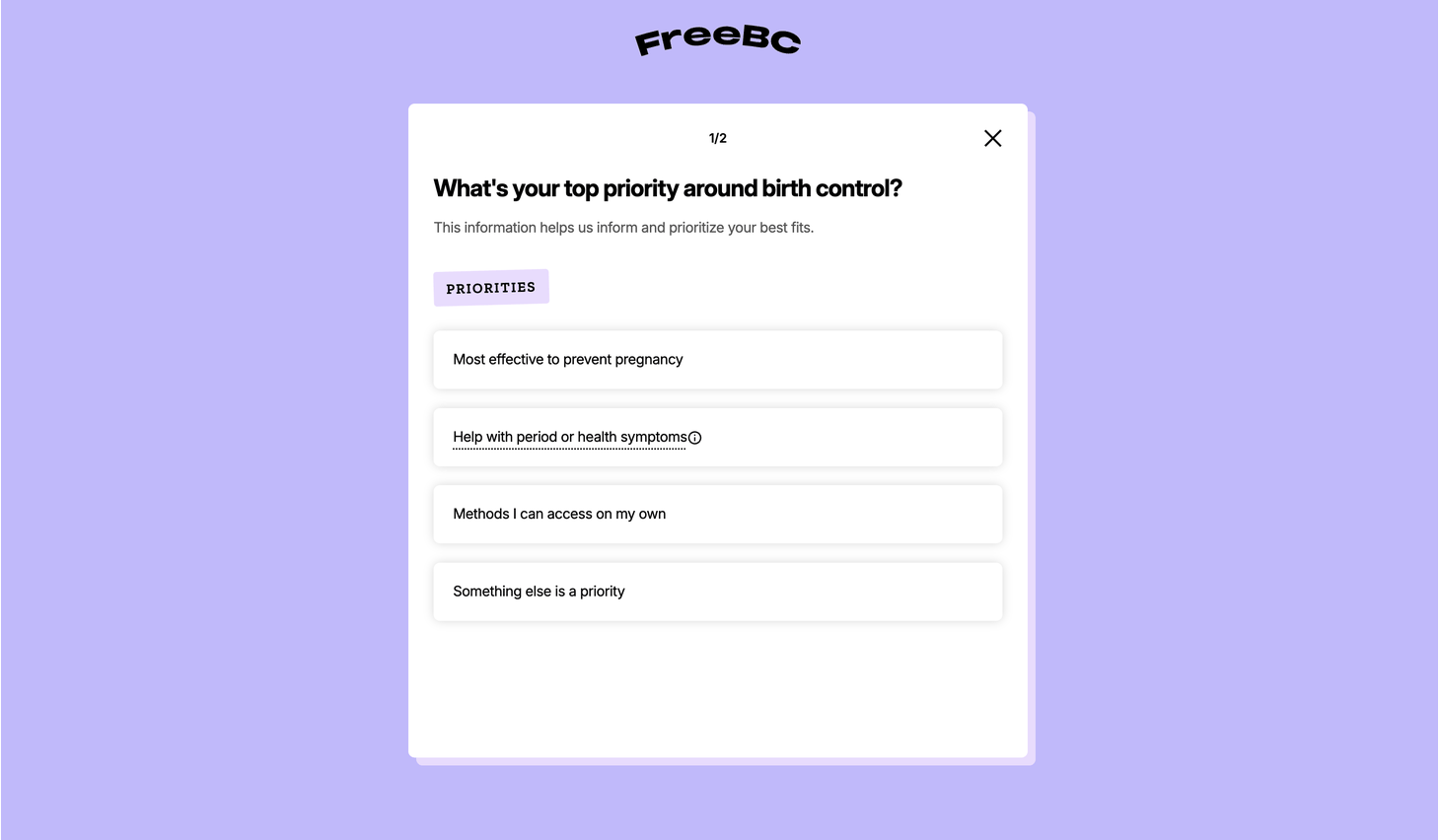 FreeBC personalized recommendation quiz